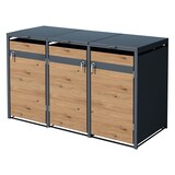 thumbnail of ML-Design Mülltonnenbox 3er Anthrazit-Holzoptik, 3×240L, 200×80×116 cm, Stahl, wetterfest, abschließbar, Müllbox mit Deckel & Türen