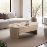 thumbnail of Table basse ovale avec plateau relevable effet bois clair