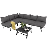 thumbnail of Merax Modulares Gartenlounge-Set für 5 Personen, Gartenmöbel Balkonset Sitzgruppe(3-tlg), inkl. Kissen, wetterfeste Loungemöbel, Grau