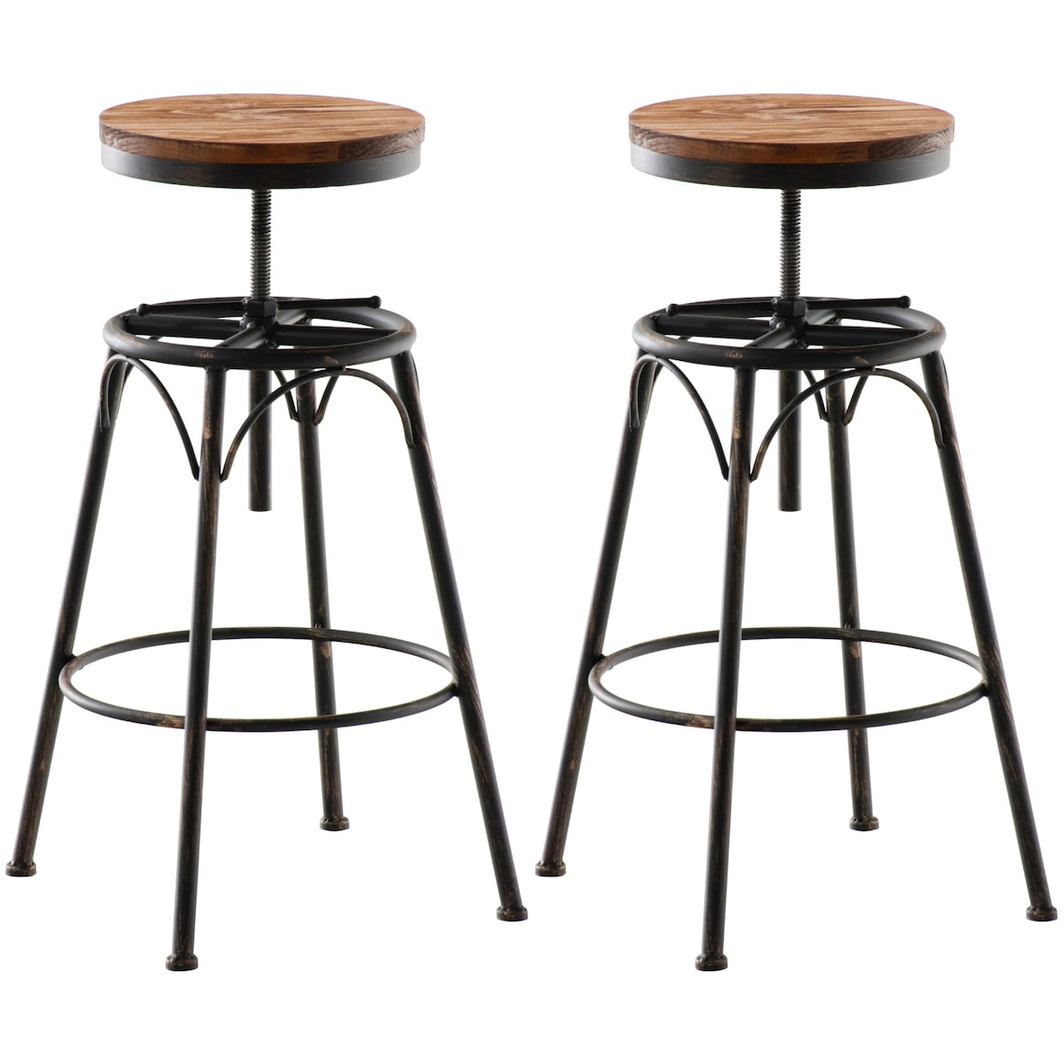 Set de 2 Taburetes de bar Beam de metal y madera Bronce