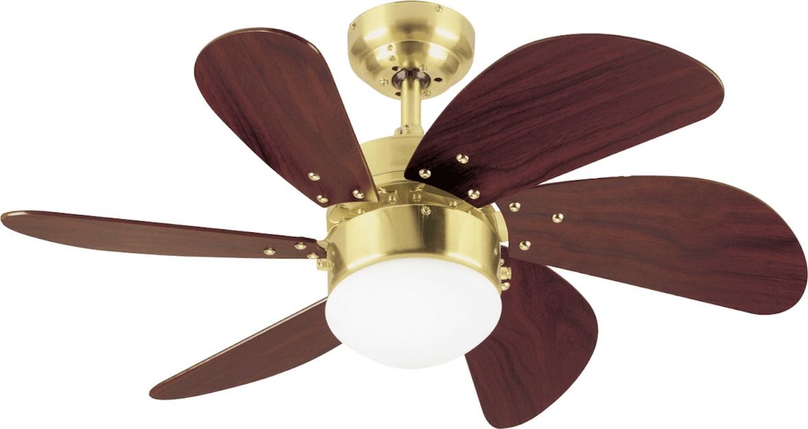 Deckenventilator Turbo Swirl Messing 76 cm mit Licht 76
