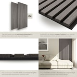thumbnail of tectake Paneles acústicos Sonic Wall II madera MDF roble gris claro 110x50x1.8cm absorción sonido insonorización pared techo 2 piezas