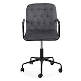 thumbnail of Sedia da ufficio in velluto grigio con rotelle