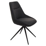 thumbnail of Conjunto de 6 cadeiras de sala de jantar HWC-M65, cadeira de cozinha cadeira de braços, giratória posição automática metal tecido/têxtil ~ antracite