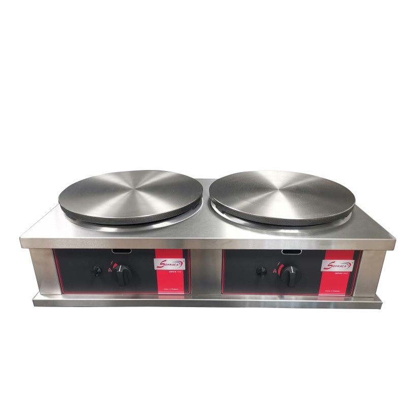 Crêpière Double Gaz Professionnelle à Usage Intensif   2 x Ø 400 mm