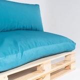 thumbnail of Pacote de 2 sofás de paletes com almofadas, pinho novo, Poliéster 180 gr, Cor Turquesa, 120x80x70
