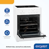 thumbnail of Exquisit ECM 6-4 Elektro-Standherd | Ober-/Unterhitze | Grill | Multifunktion | Backofen-Volumen: 61 l | EEK:  A | Weiß