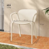 thumbnail of Gartenstuhl 4er Set 60x56x75 cm stapelbar mit Armlehnen wetterfest UV beständig bis 120 kg Kunststoff Weiß für Balkon Terrasse