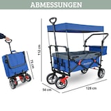 thumbnail of Bollerwagen faltbar mit Dach REGGI - Für Kinder & Tiere | Handwagen Transportwagen belastbar bis 80kg Feststellbremsen Sonnen- und Regenschutz, Blau