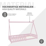 thumbnail of ML-Design Kinderbett Tipi 90 × 200 cm Rosa mit Rausfallschutz & Lattenrost – Kiefer massiv, Hausbett mit Zaun, Bodenbett/Spielbett