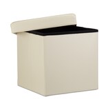 thumbnail of Relaxdays Faltbarer Sitzhocker, Sitzcube mit Stauraum u. Deckel, Fußablage, Sitzwürfel Kunstleder, 38x38x38 cm, creme