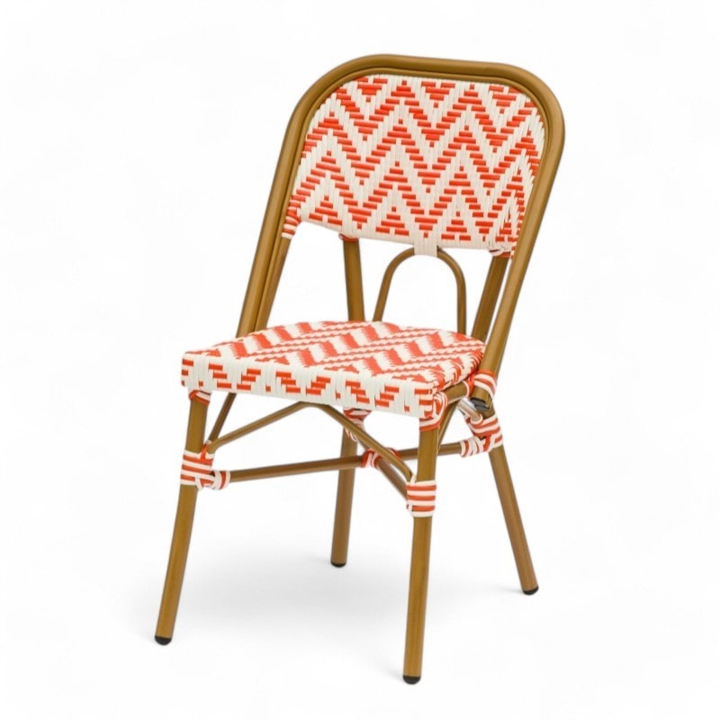 Silla de terraza ALMA - Trenzado naranja y blanco