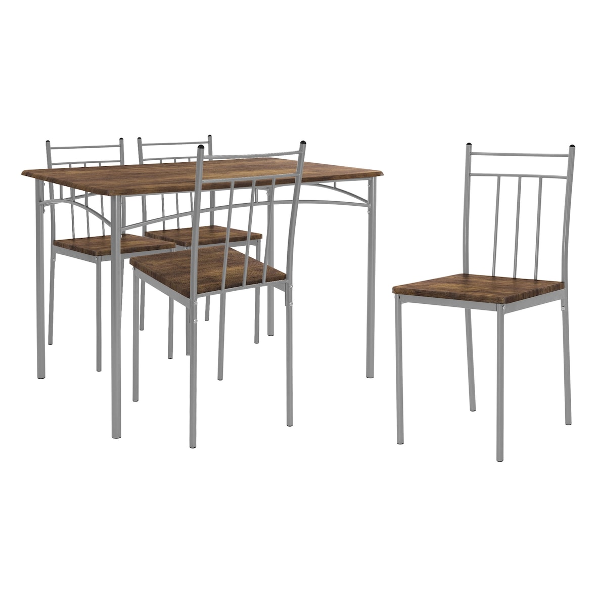 ML-Design Esstisch Set 4-tlg., Eiche-Grau, Tisch mit 2 Stühlen & 1 Bank, Essgruppe für 4 Personen, Küchentisch mit Metallrahmen, Bartisch Set,