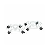thumbnail of Relaxdays Pflanzenroller, 2er Set, Ø 32 cm, Blumentopfuntersetzer mit Rollen, Stahl, Blumenroller für innen, silber