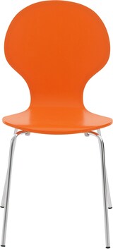 thumbnail of Décoshop26 - Küchen-/Esszimmerstuhl x1 stapelbar abgerundete Rückenlehne orangefarbenes Holz und Chrommetall 10_0003345