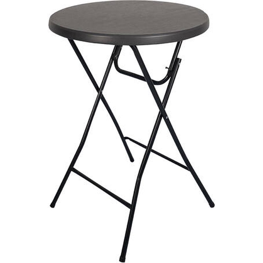 BRASQ Statafel Zwart ø80 x 110 cm - Bartafel - Vouwtafel - Inklapbaar van kunststof en metaal voor binnen en buiten