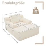 thumbnail of Übergroßer Sofasessel 147x110x67 cm mit gestreiftem Kordsamt Beige, inklusive Fußpedal und Stauraumfächern