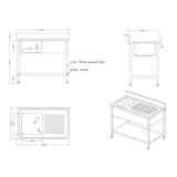thumbnail of GastroHero Spültisch Basic 10x6 mit 1 Becken links