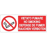 thumbnail of cartello alluminio 333x125 mm simbolo vietato fumare - 4 lingue