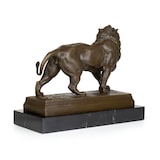 thumbnail of Bronzeskulptur Löwe stehend aus Bronze auf Marmorsockel mit Filz H 20,2 cm plastische Tierfigur als Kunstobjekt für Wohnraum Innenbereich