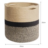 thumbnail of Intirilife Pflanzkorb Aufbewahrungskorb aus Baumwollseil in Braun - Schwarz - 20 x 20 cm - Korb Übertopf für Pflanzen Blumentopf Kräutertopf