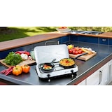 thumbnail of Fogão a gás portátil 2 queimadores 2600W branco lacado tampa cooktop KEMPER