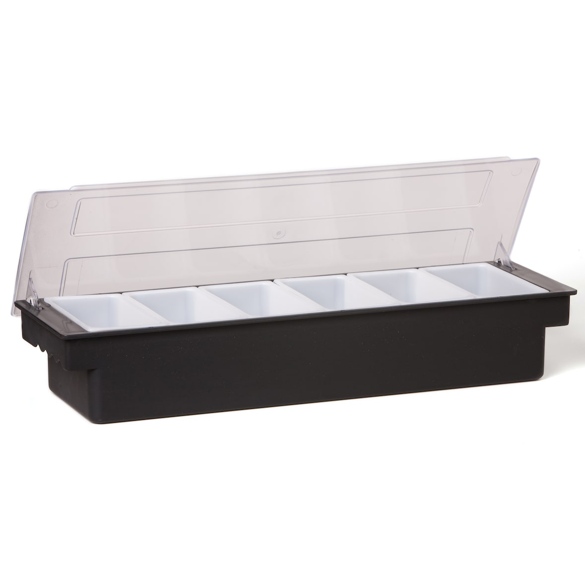 METRO PROFESSIONAL Boîte à ingrédients avec 6 inserts, polypropylène/polystyrène, 6 x 0.5 L, avec couvercle, noir/blanc