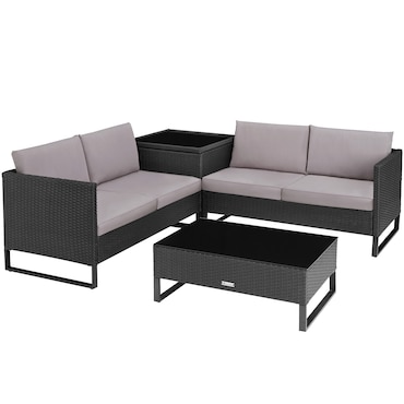 tectake Conjunto de rattan OSTUNI  Preto
