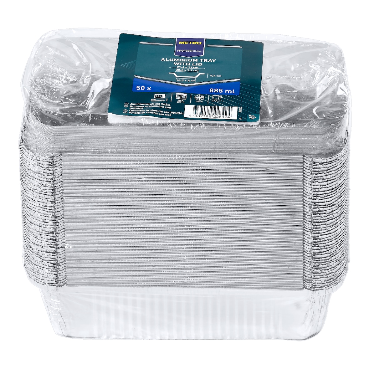 METRO PROFESSIONAL Aluschale mit Deckel, Aluminium, 910 ml, silber, 50 Stück