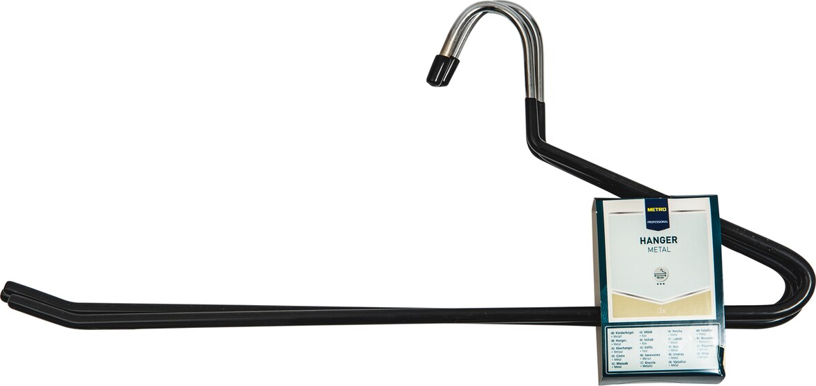 METRO Professional metalen broekenhanger, metaal/PVC, 360 x 140 x 6 mm, zwart, 3 stuks