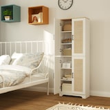 thumbnail of HOMCOM alacena de cocina mueble auxiliar de cocina con estantes ajustables puertas de ratán y sistema anti-vuelco 60x30x170 cm blanco