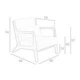 thumbnail of Angel Cerdá Sillón tapizado tela y nogal 5100C 68 x 86 x 74