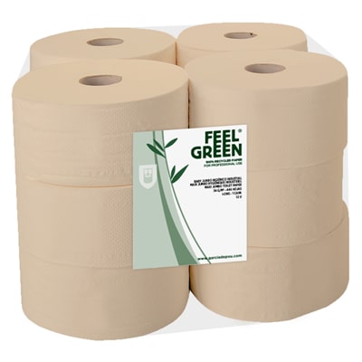 Higiénicos "Baby Jumbo" Ecolabel 2 Capas - 160 M  Ø 19,5X9,5 Cm Natural Papel Reciclado (12 unidades)