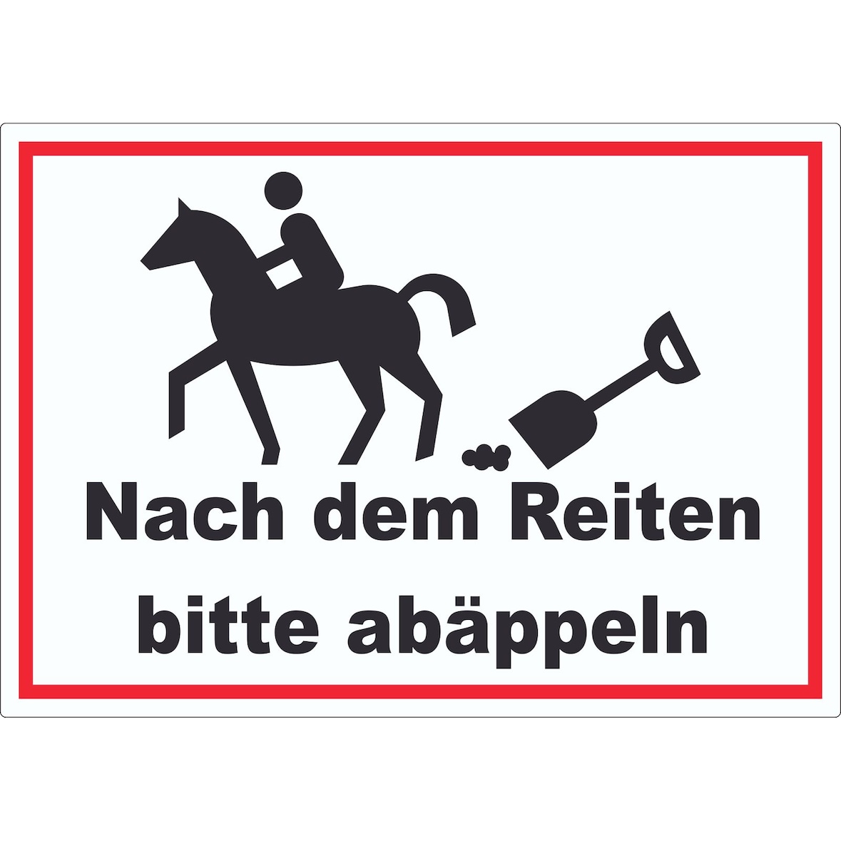 Bitte abäppeln Aufkleber Pferde, Reitplatz A6 (105x148mm)