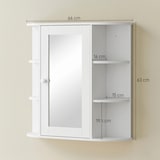 thumbnail of Armario de Baño con Espejo Mueble Colgante de Aseo con 1 Puerta 2 Estantes Interiores y 6 Estantes Laterales para Salón Cocina Dormitorio 66x17x63 cm