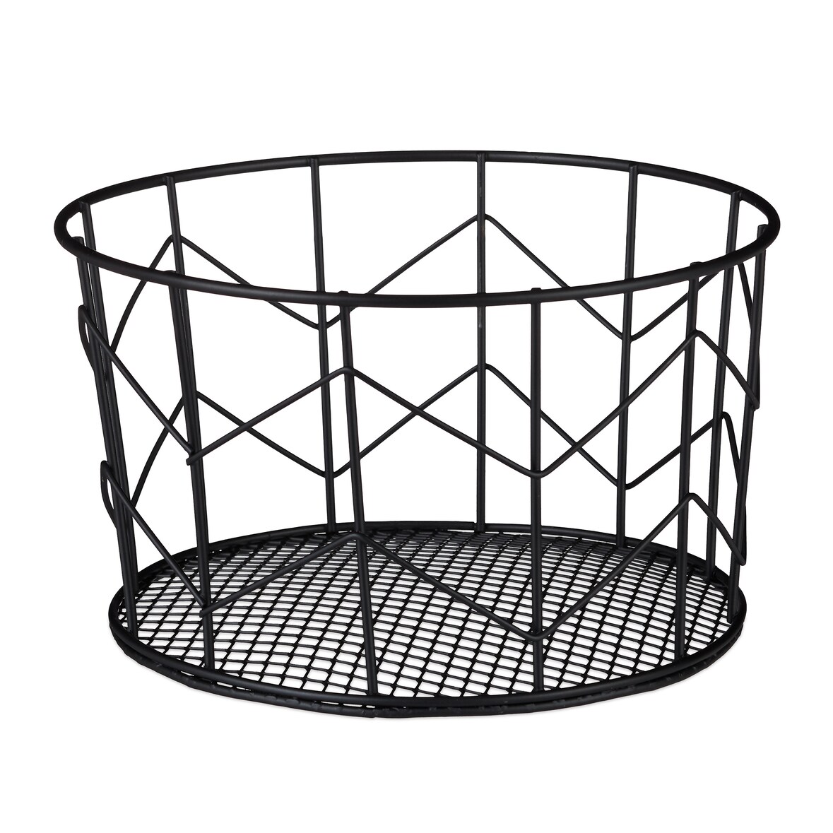 Relaxdays Drahtkorb, rund, Vintage Design, Aufbewahrung, Kleidung, Accessoires, Deko Korb, Metall, ∅ 22 cm, schwarz