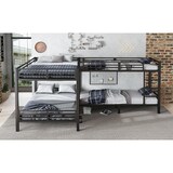 thumbnail of Eisenbett 90x200cm & 140x200cm, Etagenbett mit dreistufiger Leiter in Schwarz für flexible Schlaflösungen