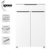 thumbnail of bümö Space Aktenschrank Holz, Sideboard & Kommode hoch in Weiß - Regal mit Türen & 1 Schublade für Ordner & Büro, Schrank klein als Möbel für