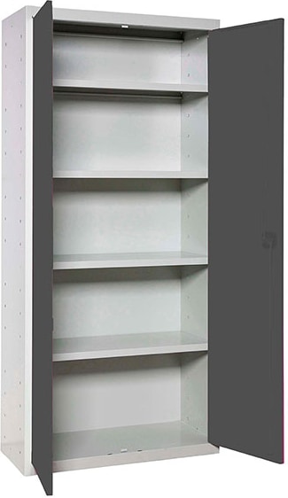 SimonRack Armario Metálico Garaje, 4 Estantes, 2 Puertas, 1800x600x400 mm, Armario Oficina, Amario Multiusos, Gris/Antracita - Simonlocker