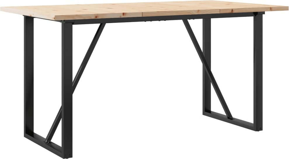 vidaXL Esstisch O-Gestell 140x80x75,5 cm Massivholz Kiefer & Stahl