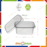 thumbnail of DayBays 250 Stk. Feinkostbecher PP 250 cc. 108x81x51 mm eckig Kombi-Verpackung inklusive passende Deckel