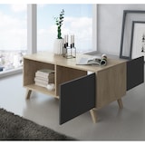 thumbnail of Mesa de café com portas, sala de estar, modelo WIND, cor da estrutura Carvalho, cor da porta Antracite Grey, mede 92x50x45cm _ MESAWINDPUCCGRIS