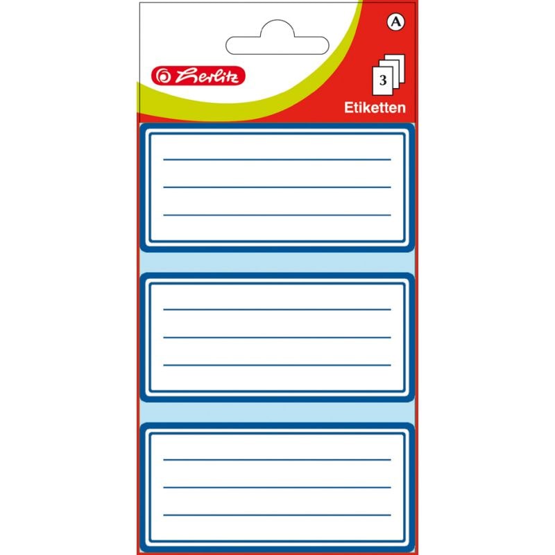 herlitz Buchetiketten, weiß mit blauem Rahmen, 68 x 37 mm