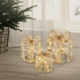 thumbnail of ECD Germany LED Geschenkboxen 3er-Set, Gold, 135 warmweiße LEDs, Batteriebetrieb, Timer, Weihnachtsdeko