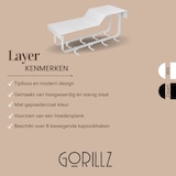 thumbnail of Gorillz Layer - Wandkapstok Met Hoedenplank - 8 Verschuifbare Kapstok Haken - Wit