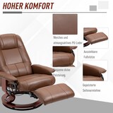 thumbnail of Relaxsessel TV Sessel Kunstleder Braun 100x78x87 cm drehbar mit Liegefunktion 145 Grad Rückenlehne Fußstütze Armlehnen
