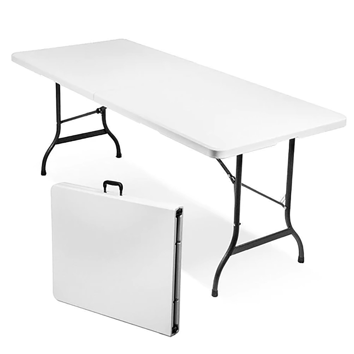 CATE Tavolo Catering Rettangolare In Metallo E Abs Bianco 240x76 Con Gambe Pieghevoli In Abs Per Ristorante Matrimonio colore Bianco