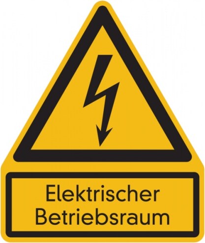 Warnschild, Kombischild, Elektrischer Betriebsraum - 200x237x1.5 mm Kunststoff