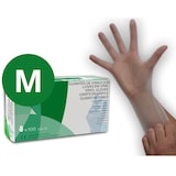 thumbnail of Guantes de vinilo sin polvo para examen, limpieza, manipulación de alimentos. Transparente. Caja de 100 Unidades. Talla M