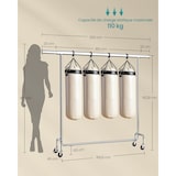 thumbnail of Helloshop26 - Portant à vêtements avec roulettes tringle extensible pour charge lourde capacité de charge 110 kg 45 x (160-200) x 12_0006974